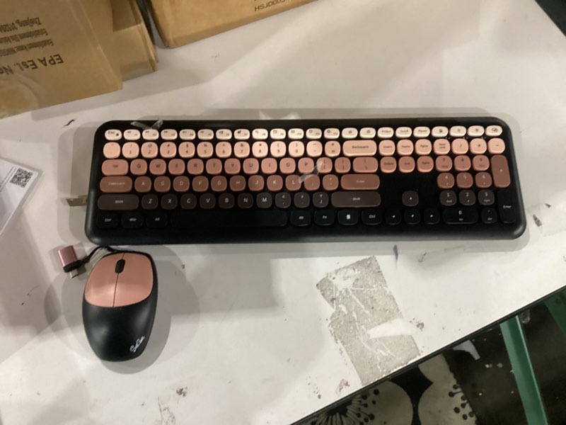 Condition photo showing As Is for HotFox Wireless Keyboard and Mouse Combo, Full-Size Retro Typewriter Keyboard with Round Keycaps, Ergonomic Design for Windows PC, Home and Office Use -Red