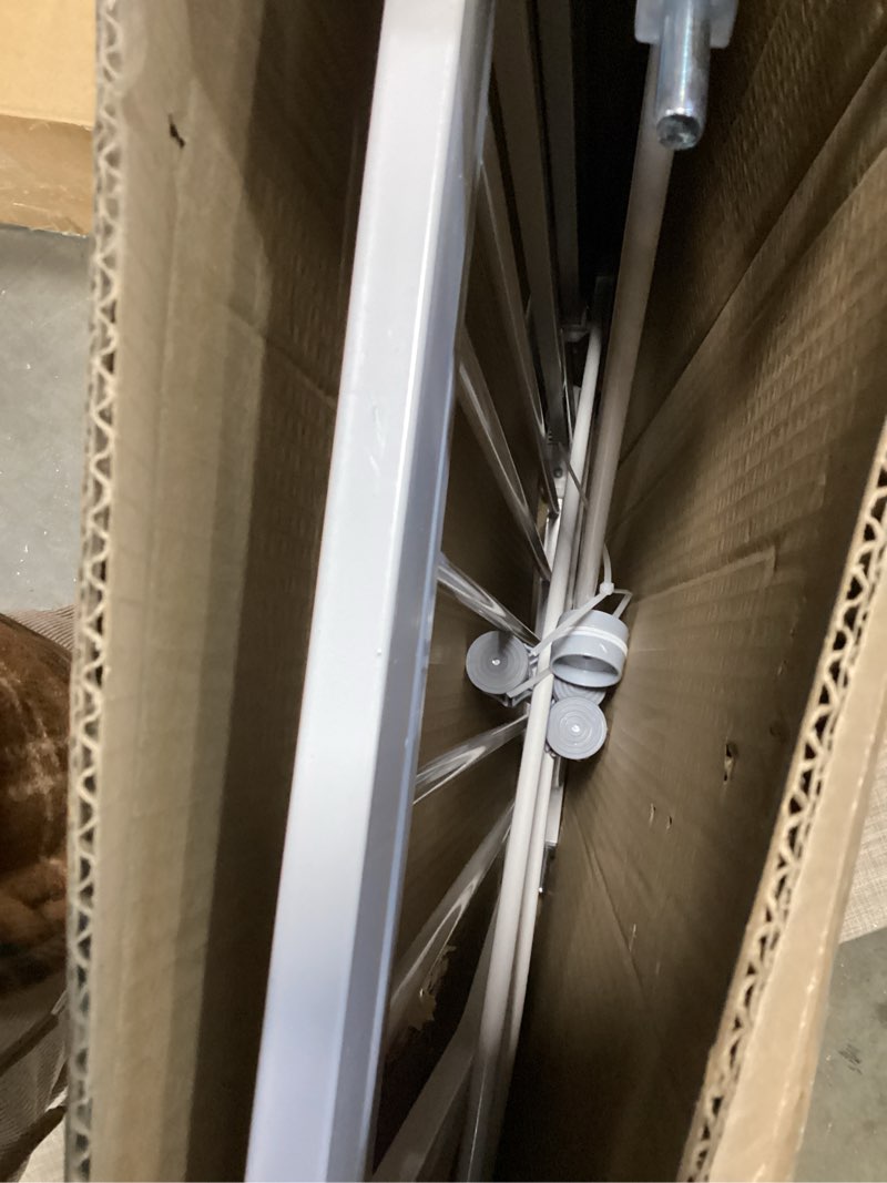 Condition photo showing As Is for keny 29"-42.5" Baby Gate for Stairs, Auto Close Safety Dog Gate, Pressure Mounted Easy Walk Through Pet Gate for Doorways, Durable Stair Gate, 30" Tall, White White 29-42.5"Wide, 30"Tall