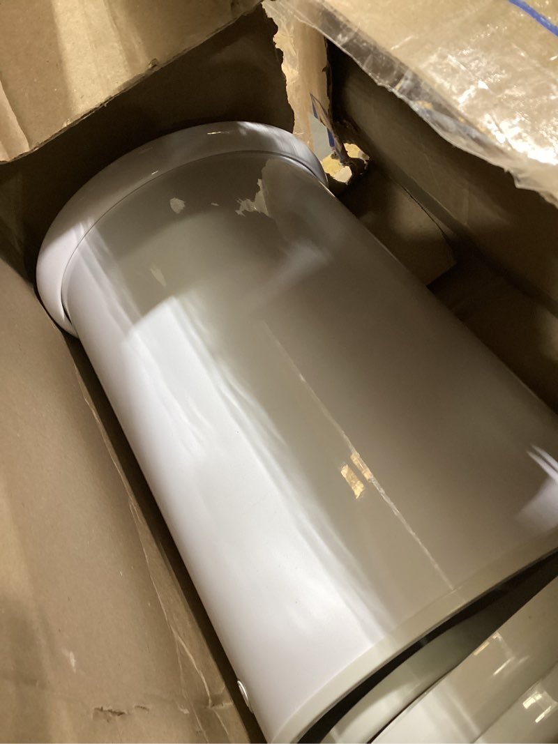 Condition photo showing As Is for ubbi steel diaper pail, odor locking, no special bag required, award-winning, registry must-have, white
