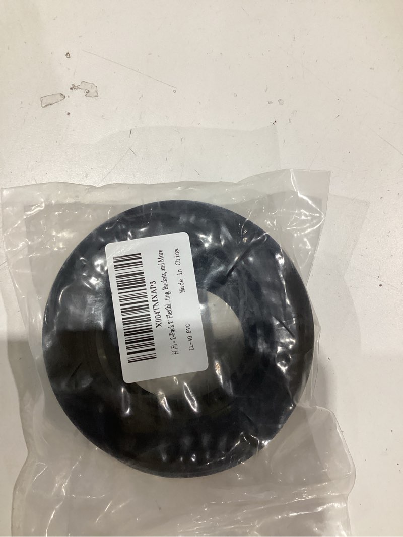 Condition photo showing Good Condition for 2-pack 2" flexible tank adapter, for attaching 2-inch pipe to curved surfaces, storage drums, bulkhead pipe fitting, buckets, and more