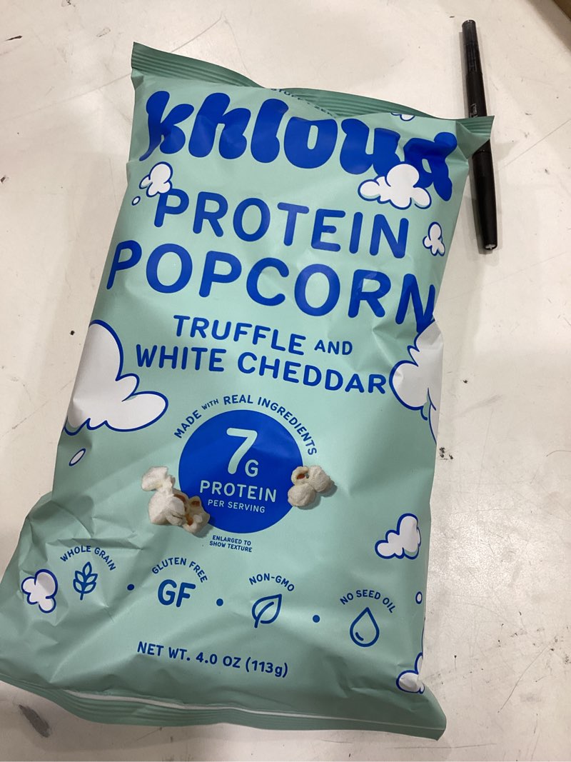 khloud protein popcorn - truffle & white cheddar - 7g protein snacks for adults & kids - flavored po