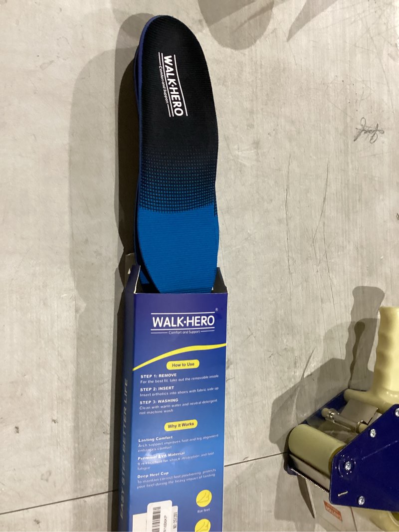 Condition photo showing New/Like New for Plantar Fasciitis Insoles for Men Women - Orthotics Inserts, Shoe Insoles Arch Support Flat Feet Inserts Work Boot Insole (Mens 10-10 1/2 | Womens 12-12 1/2) Blue Mens 10 - 10 1/2 | Womens 12 - 12 1/2