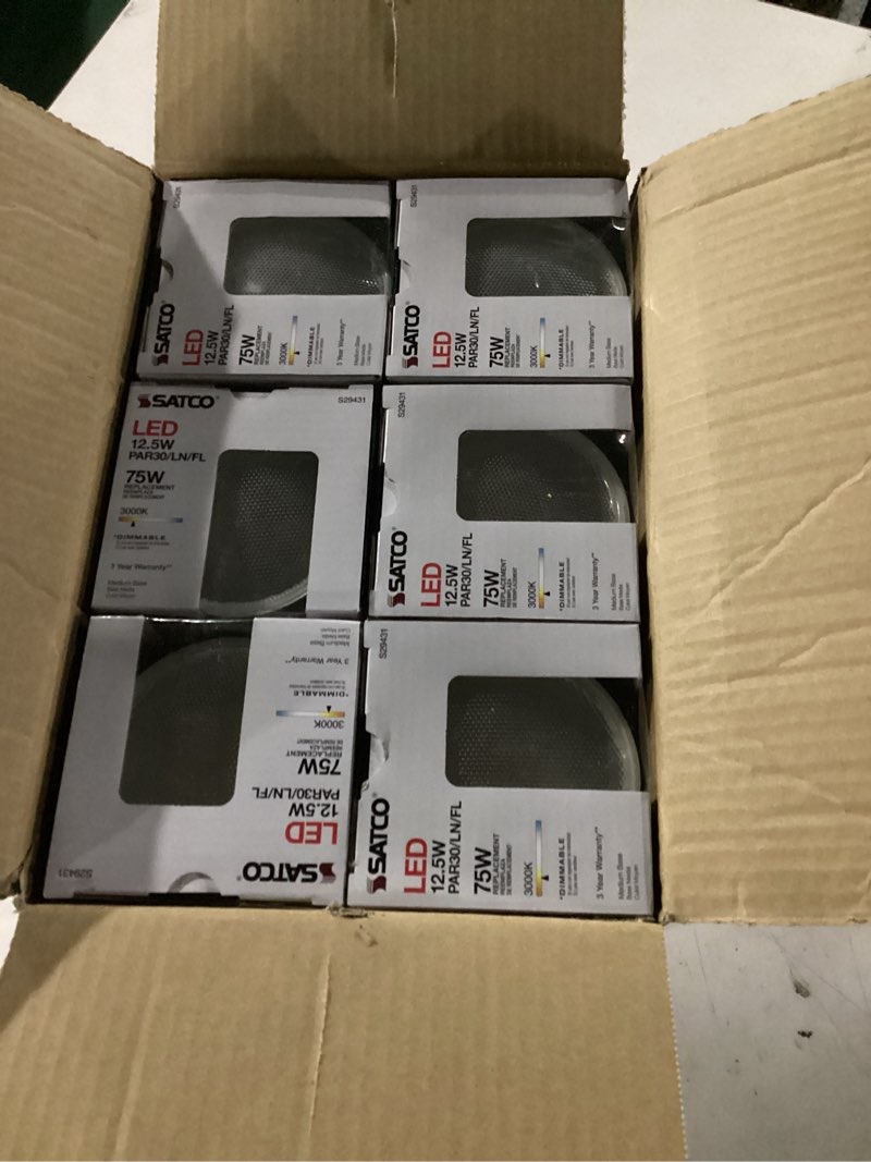 Condition photo showing New/Like New for SATCO S29431-12.5 Watt PAR30LN Long Neck Flood LED Light Bulbs - 3000K - 40 deg. Beam Angle - 120 Volt (6 Pack)