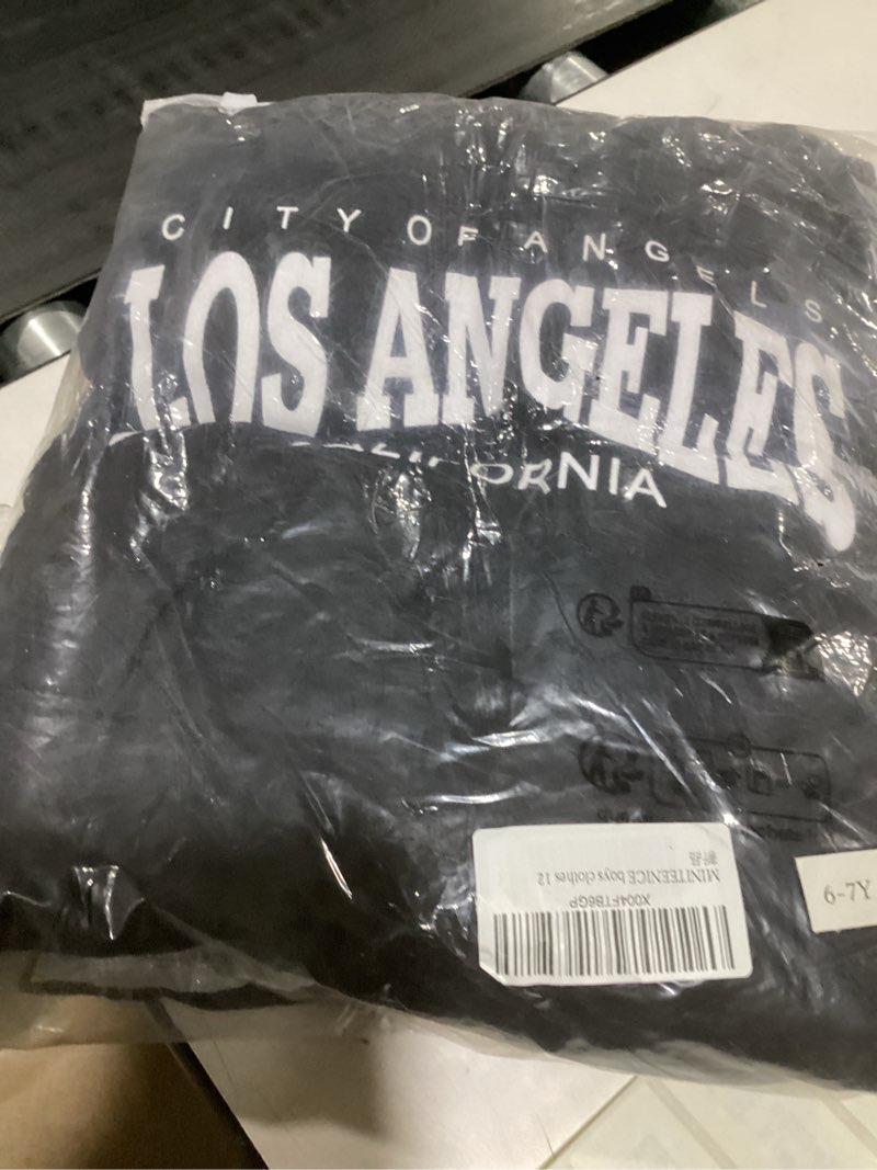 Condition photo showing New/Like New for Boys Clothes Fall/Winter Plaid Pullover Long-Sleeved Hooded Sweatshirt Casual Pants 2pcs Black+green 7-8 Years