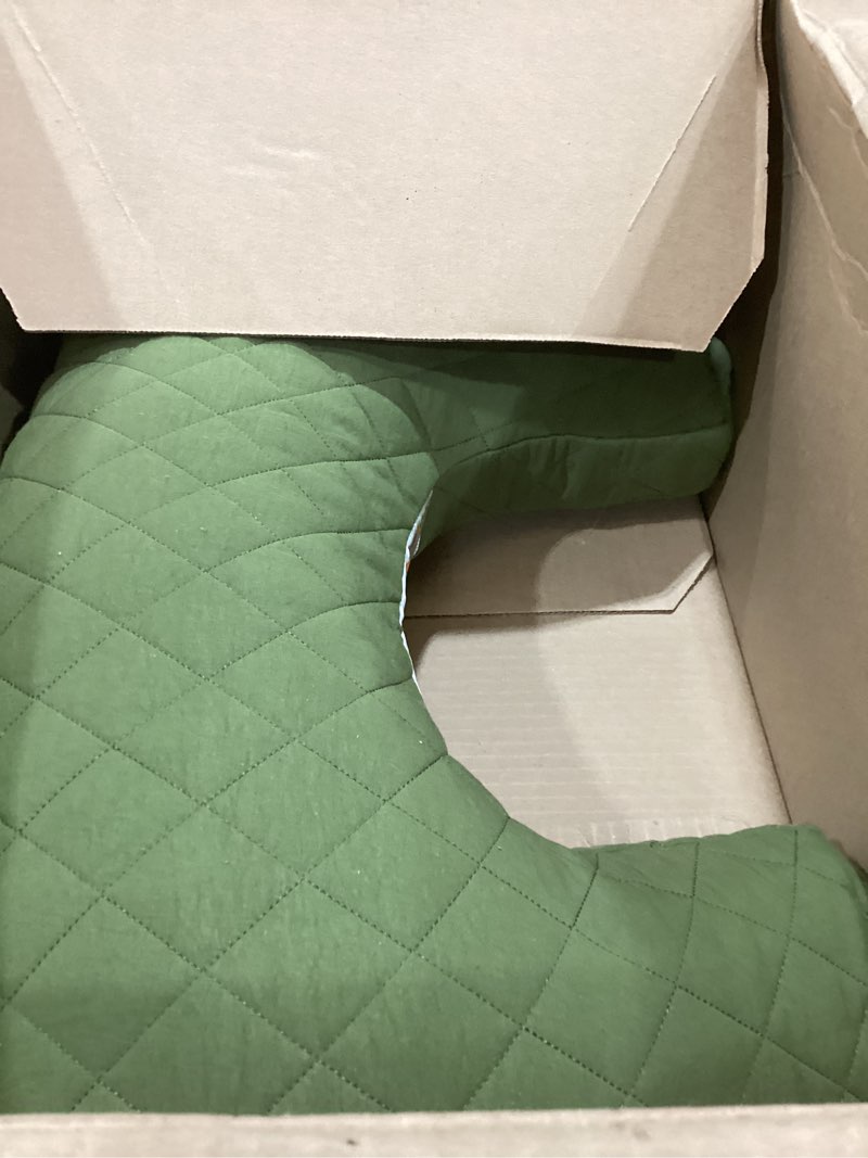 Condition photo showing Good Condition for boppy nursing pillow - ergonomic bottle & breastfeeding pillow with high, firm, large area, water-repellent cushion with washable cover; baby safety alliance verified - quilted moss new nursing pillow luxe - quilted moss