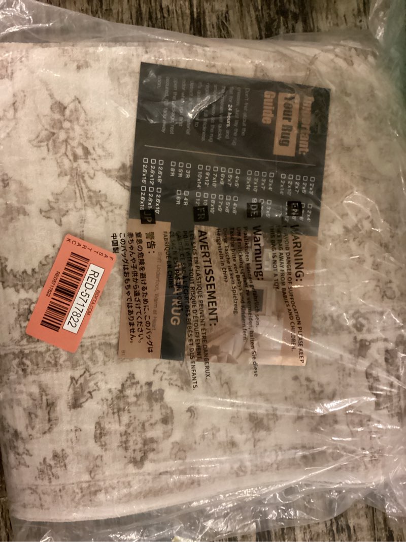 Condition photo showing New/Like New for 3x12 washable neutral runner rug beige vintage hallway kitchen carpet non-slip soft low pile floral throw rug for bedroom bathroom laundry living room 3' x 12' (runner) beige