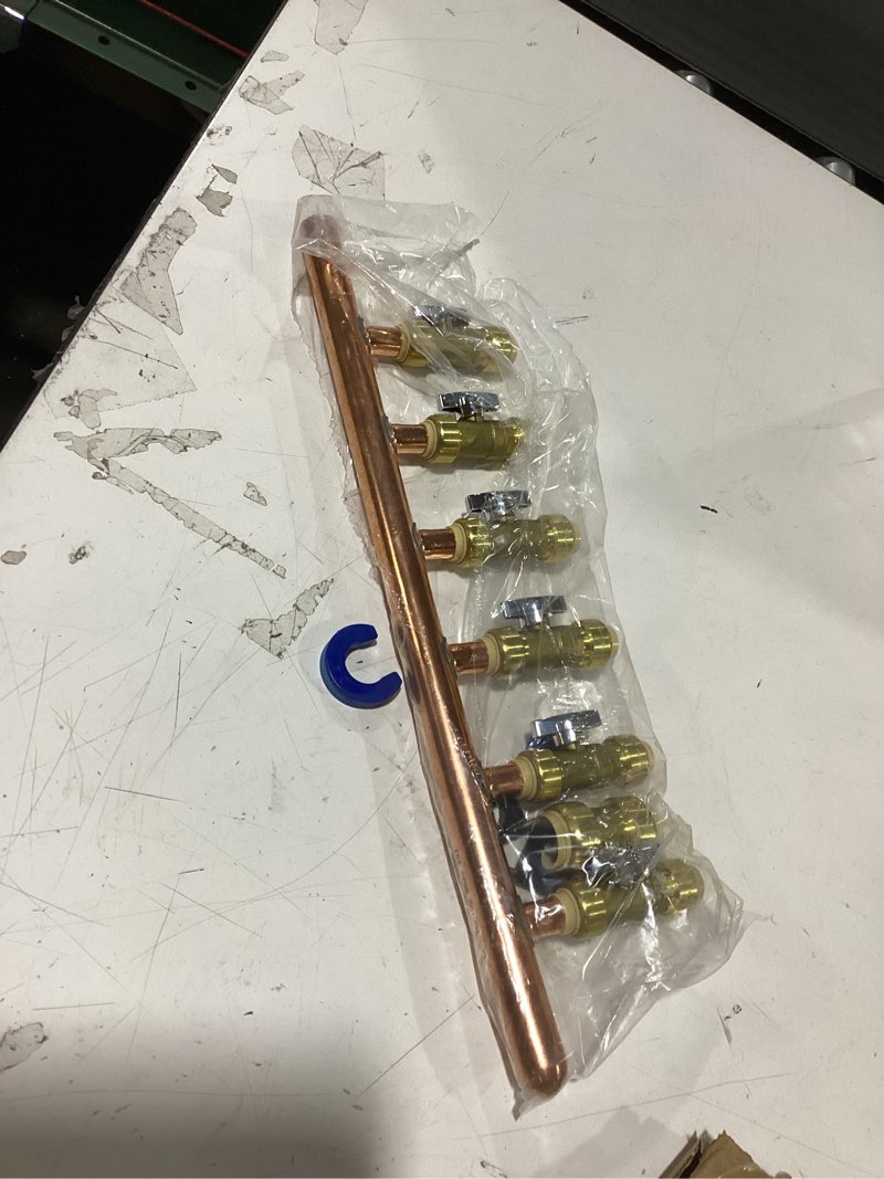 push fit pex manifold 3/4 male 1/2 ball valve with push fit end with closed end (6 branched)