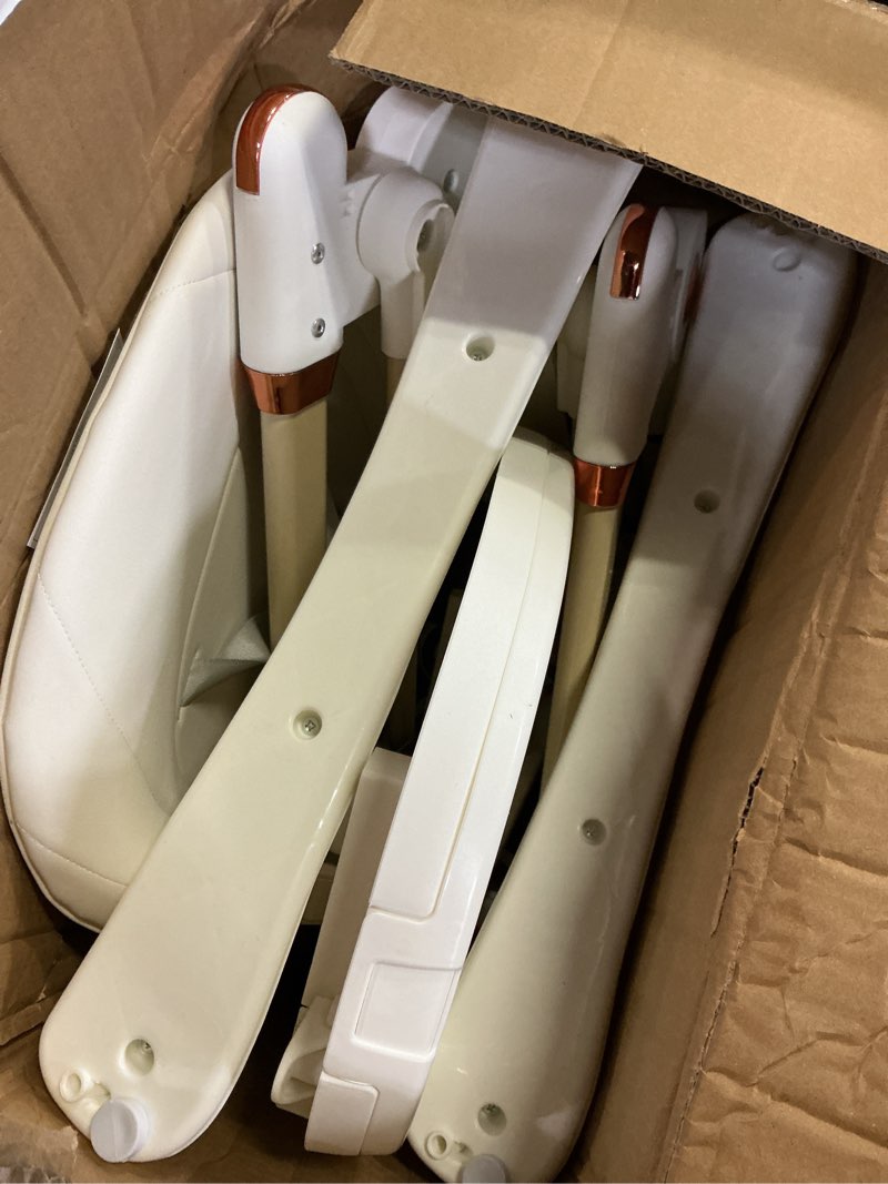 Condition photo showing As Is for 6-in-1 convertible high chair with rocker | baby high chair for newborn to toddler (0-3 years) | adjustable, foldable & easy-clean with dishwasher safe tray & tool-free assembly,white (white)