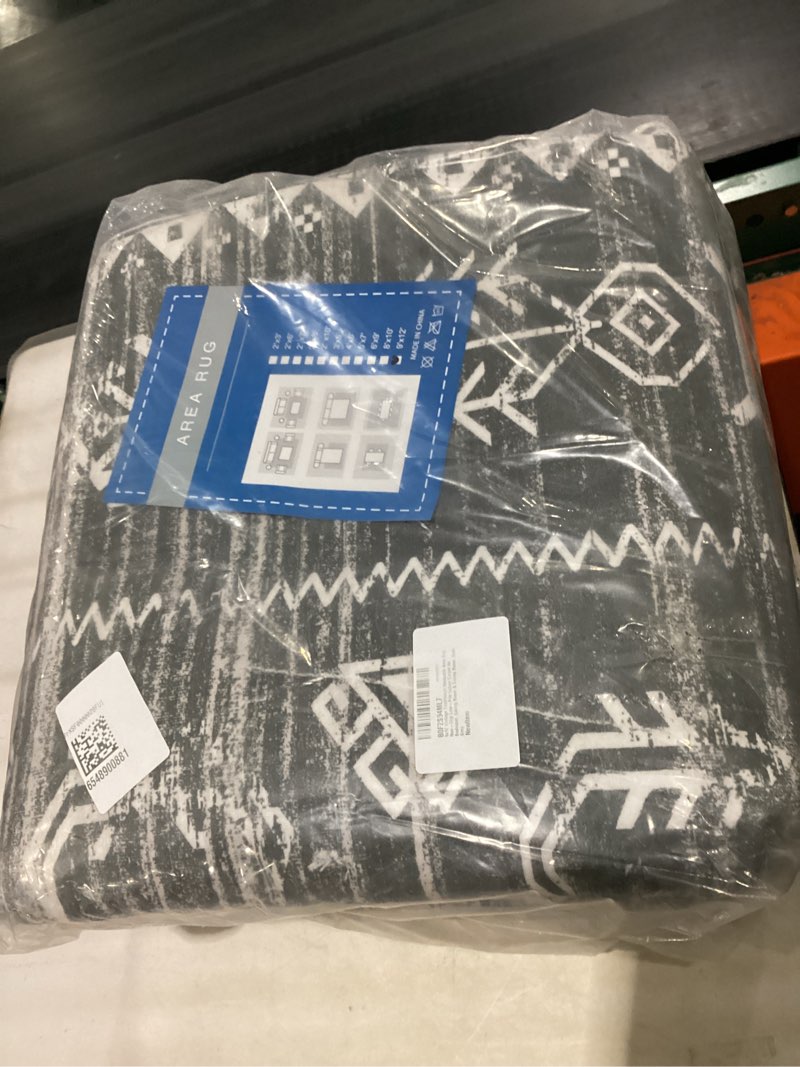 9x12 vintage traditional washable area rug - non-slip low-pile indoor carpet for bedroom, living room & dining room, dark grey dark grey 9' x 12' (rectangular)