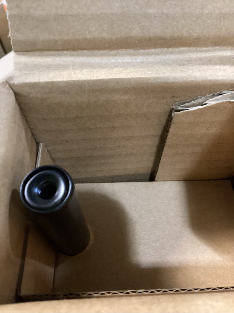 Condition photo showing As Is for amazon basics adjustable room darkening blackout curtain rod - 28" to 48", black black 28" to 48" single rod