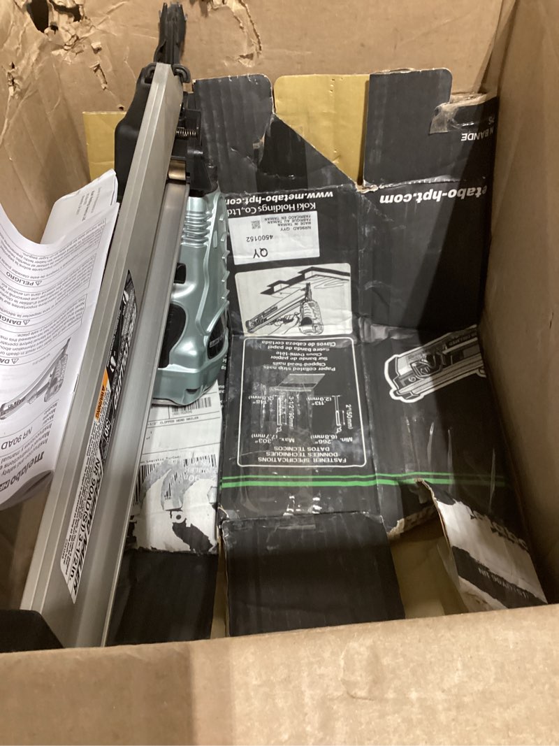 Condition photo showing As Is for Metabo HPT Framing Nailer, Pro-Preferred Framing Tool For Flooring, Truss Build-Up, Roof Decking, and Housing Construction, Quick Switch Nailing, 3-1/2" 30° Paper Collated Nails, NR90ADS1 Metabo HPT NR90ADS1 Framing Nailer