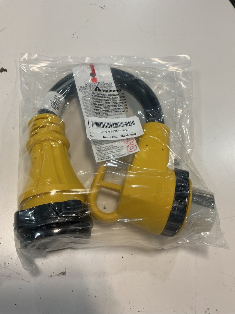 Condition photo showing Good Condition for rv 50 amp twist lock plug male to 50 amp locking 90 degree female rv adapter for 50 amp rv extension cord, 50 amp dogbone rv connector for pressure relief, etl listed