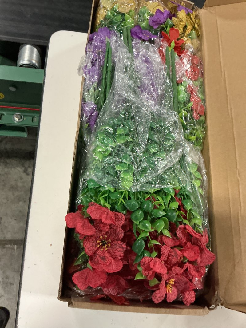 Condition photo showing Good Condition for 18 bundles artificial flowers for outdoors fake plants decor, mixed | silk fake flowers, uv resistant, realistic plastic eucalyptus stems, garden porch window box patio hanging planter decor