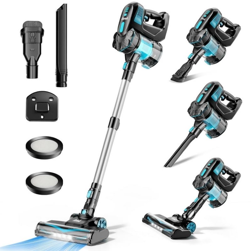 INSE Cordless Vacuum Cleaners, 6-in-1 Lightweight Stick Vacuum for Hardwood Floor Carpet Pet Hair