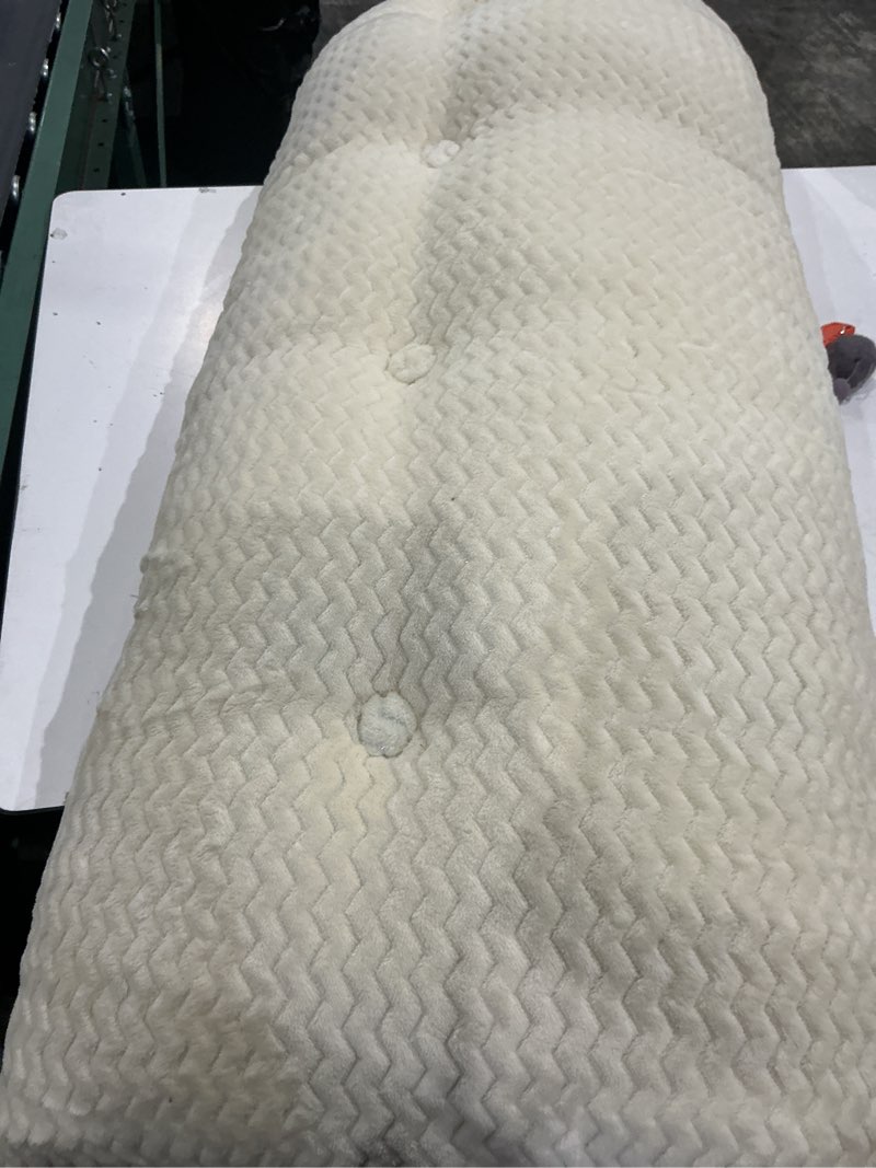 Condition photo showing Good Condition for bubble textured tufted full size wedge headboard pillow ergonomic reading backrest bolster cushion with removable washable cover side storage pocket for bed sofa dorm