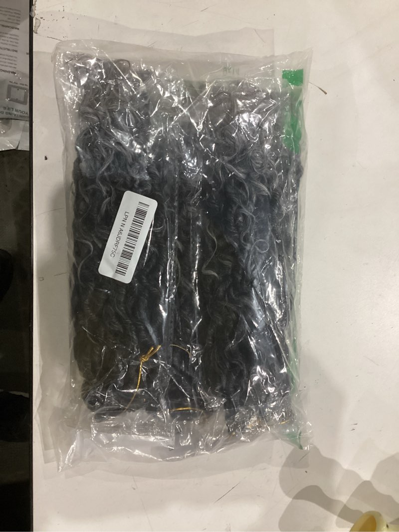 Condition photo showing New/Like New for Goddess Locs Crochet Hair 10 Inch 7 Packs Ombre Grey Boho Faux Locs Crochet Hair for Black Women Pre Looped Crochet Locs with Curly Ends (1B/Gray) 10 Inch (Pack of 7) #1B/Gray