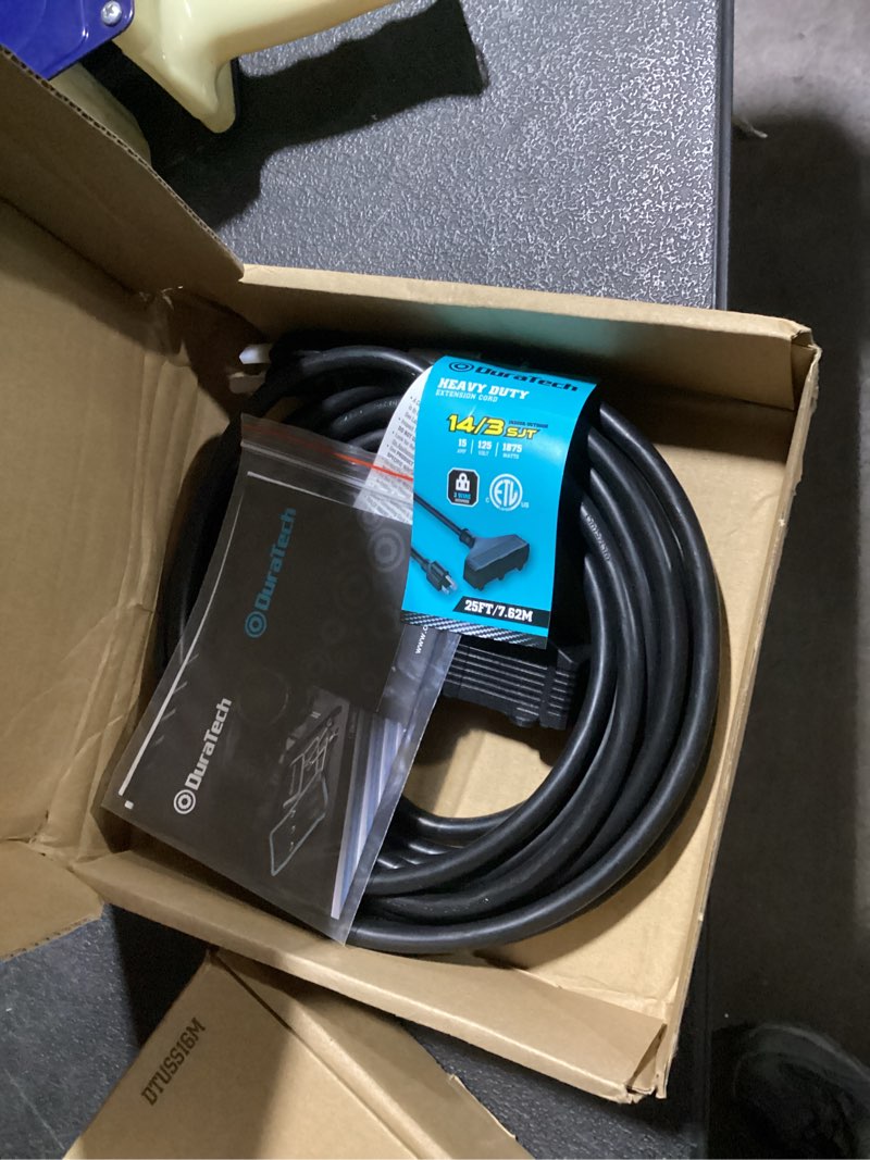 Condition photo showing Good Condition for similar to 25ft 14/3 gauge medium duty outdoor extension cord waterproof with locking led lighted plugs, sjeow all-weather jacket (-50°c to 105°c), 15amp 1875w, 3 prong, etl certifiedi