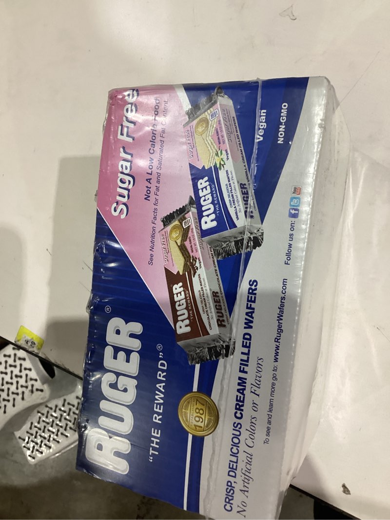 Condition photo showing New/Like New for RUGER Sugar-Free Vanilla Wafers 1.6 Ounce (Pack of 12) - Delightfully Crisp & Creamy Treats - Natural Ingredients, Non-GMO, Vegan, No Artificial Colors/Flavors - Ideal for Desserts & Everyday Snacking