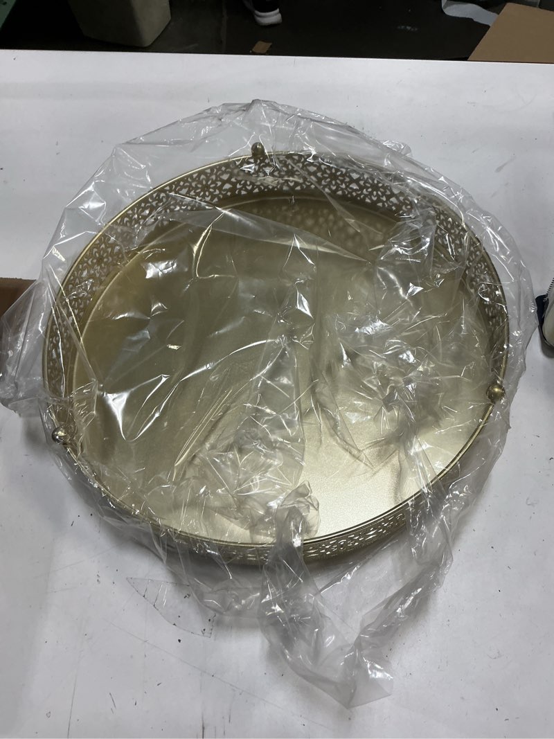 Condition photo showing Good Condition for Large Cake Stand, Metal Round Cupcake Dessert Stand Cake Display Holder for Wedding Party Birthday Baby Showers Anniversary,Gold 16" Gold 16in