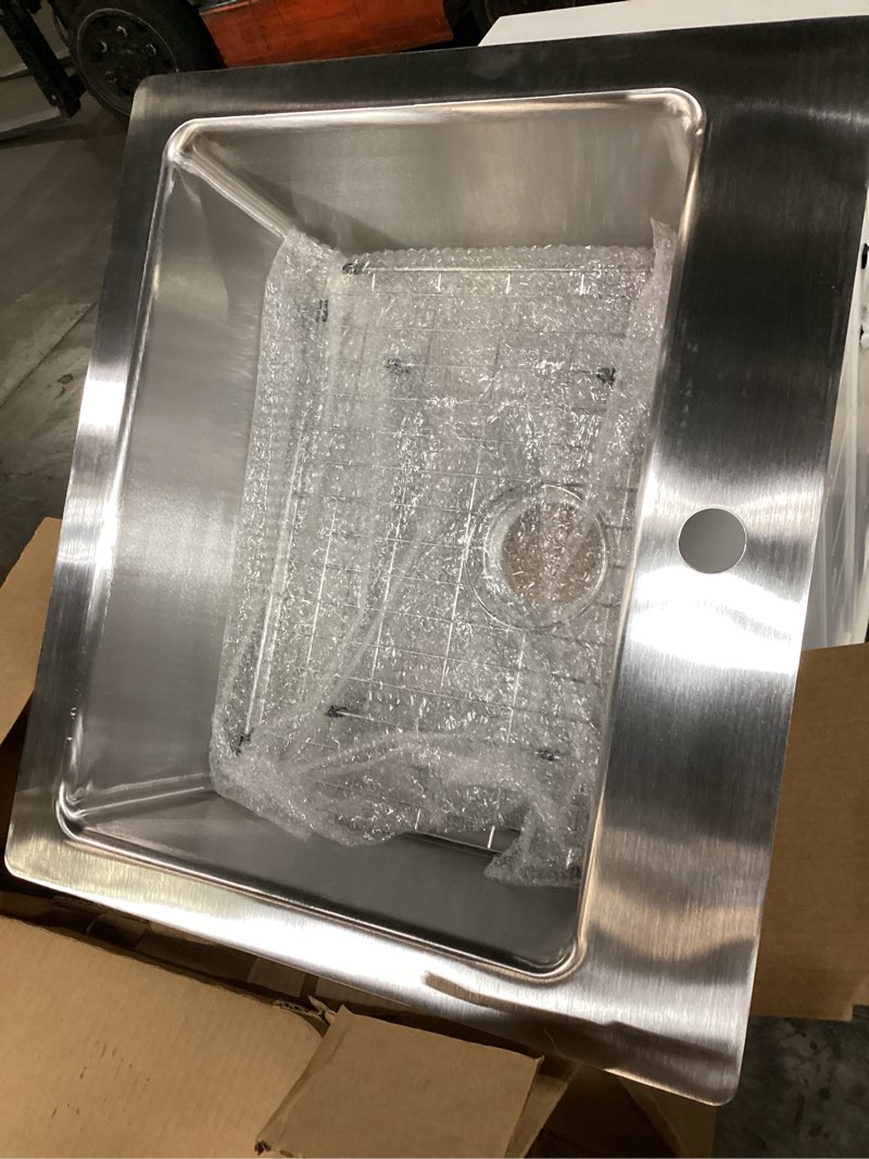 Condition photo showing Good Condition for elkay greenwood dual-mount 25-in x 22-in satin stainless steel single bowl 1-hole kitchen sink