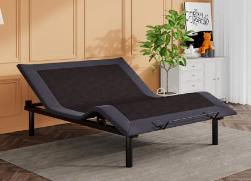 Zero Clearance Queen Bed Frame with Adjustable Height and Incline, Vibrating Leg & Back Massage