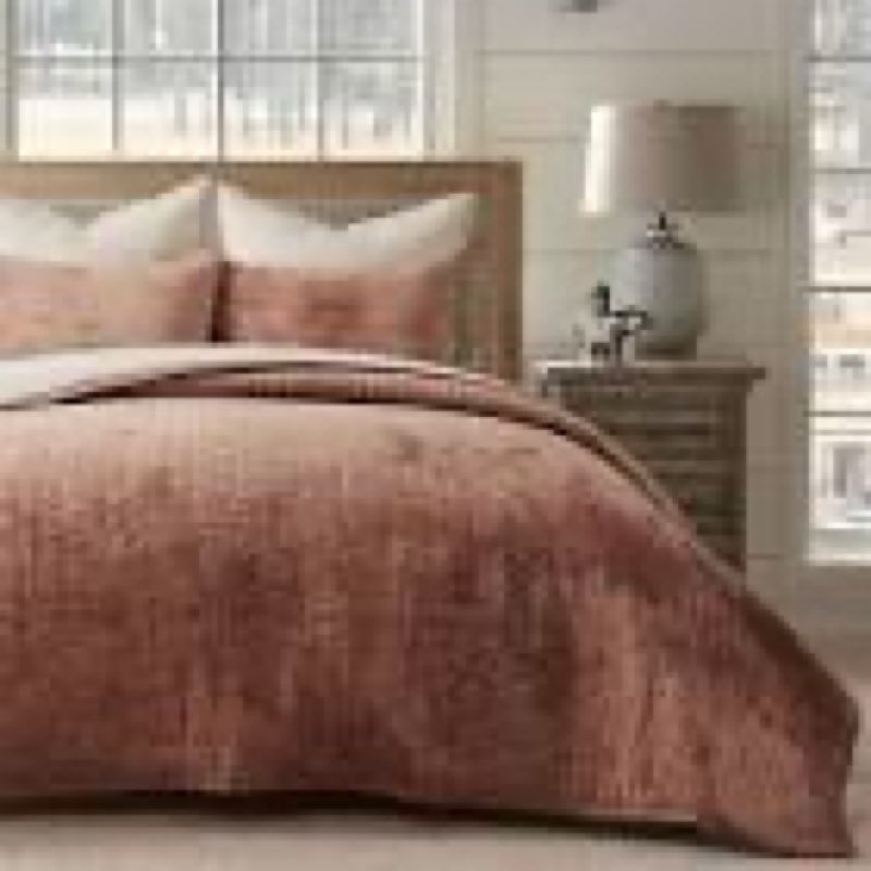 EverGrace Velvet Quilt Set King Size, Luxurious Soft Quilted Bedding Sets, Lightweight Velvet Comfor