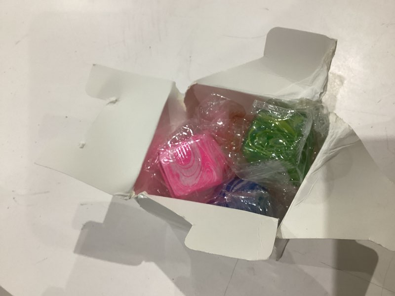 Condition photo showing Good Condition for 4 pcs stress cube bulk ice cube stress ball anxiety relief soft squeeze sensory ball for party favors prizes goodie bag stuffers (pink,blue,green,orange) 4 pink, blue, green, orange