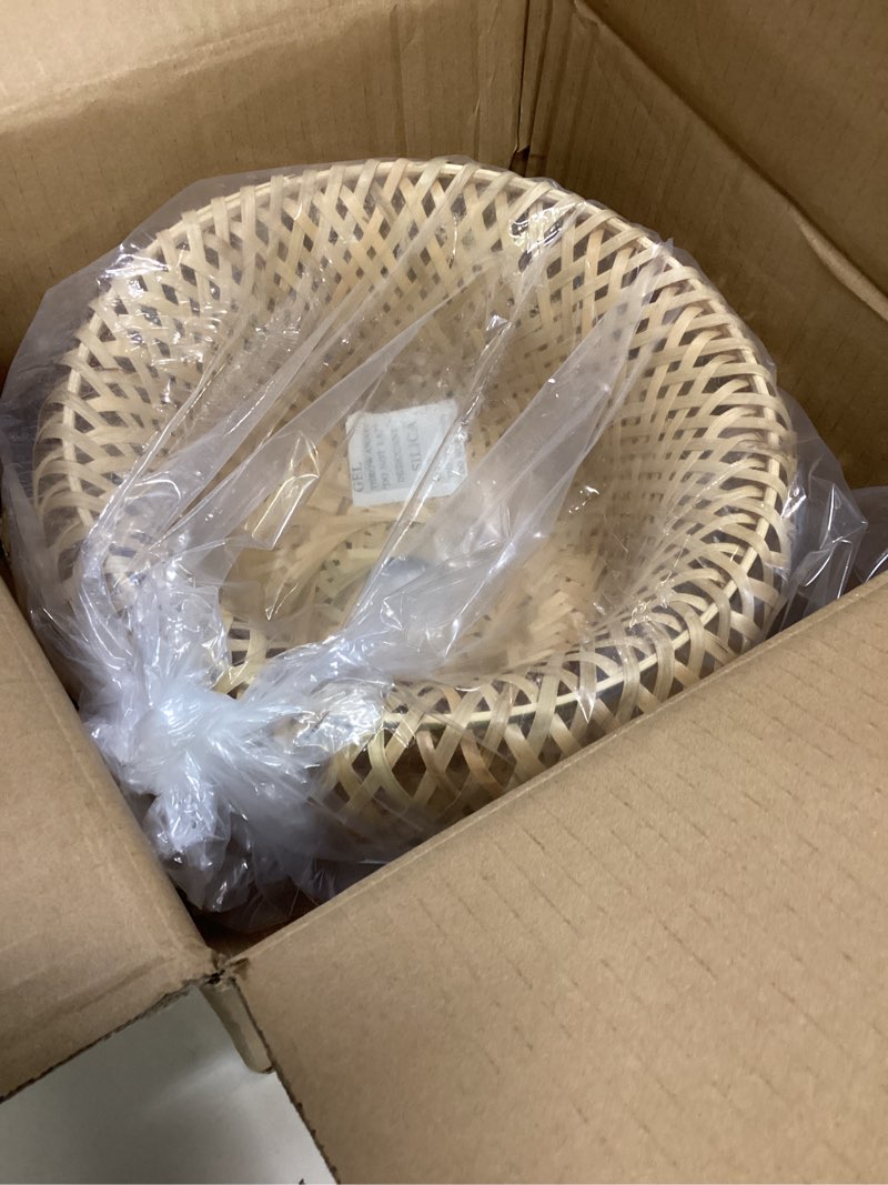 Condition photo showing Good Condition for bamboo pendant light, 11.02 inch one-light boho basket handmade woven pendant lighting, boho bamboo chandelier for bedroom, kitchen, living room 11.02in bamboo pendant light
