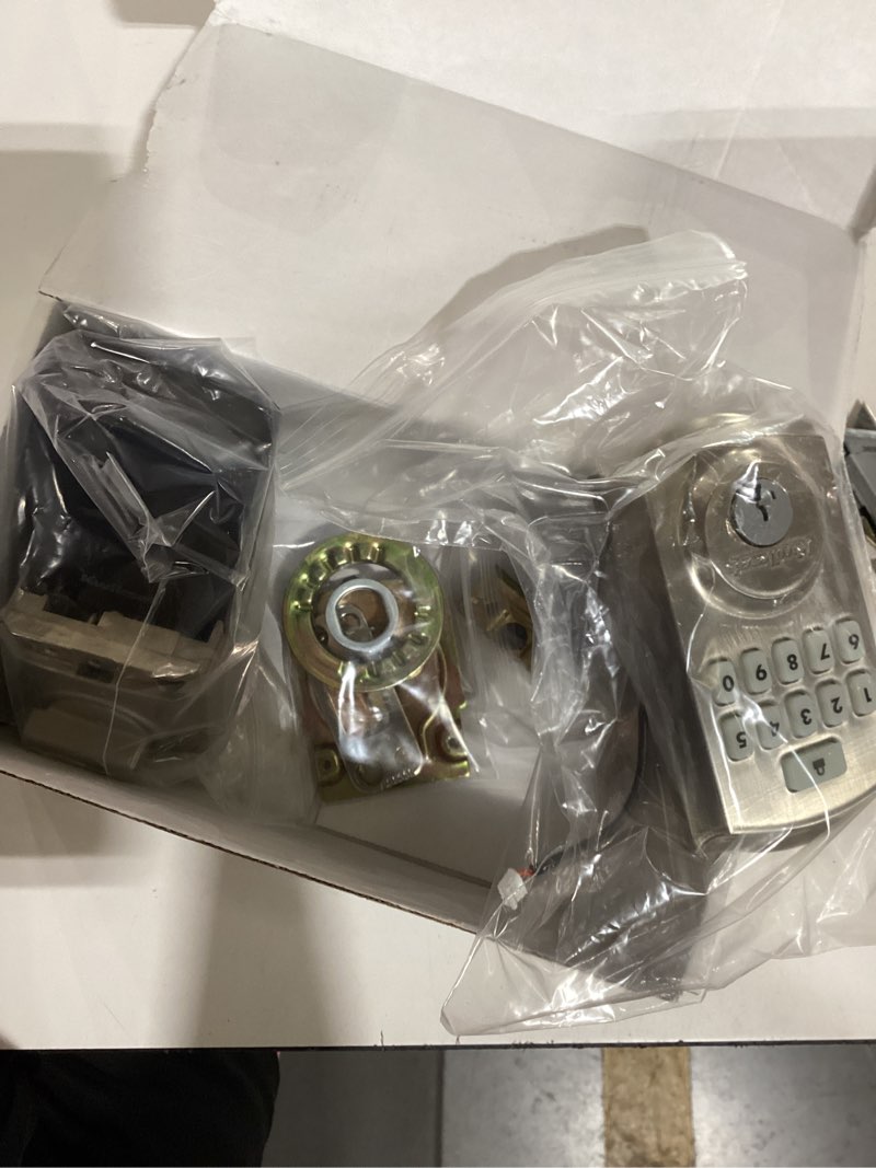 Condition photo showing As Is for kwikset smartcode 260 keyless entry electronic keypad deadbolt door lock with auto-lock, custom user codes, advanced security in satin nickel traditional