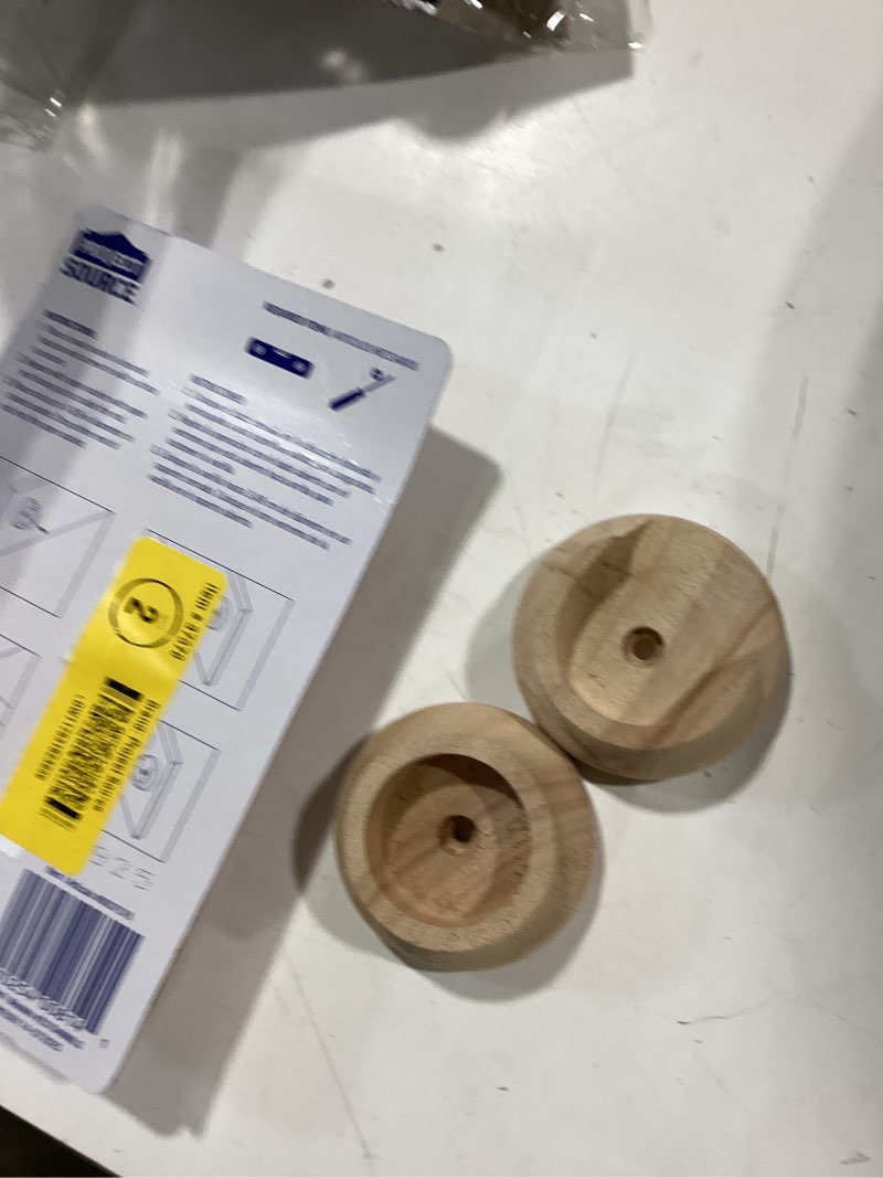 Condition photo showing As Is for project source rod socket 2-pack 1-3/8-in nature wood rod support