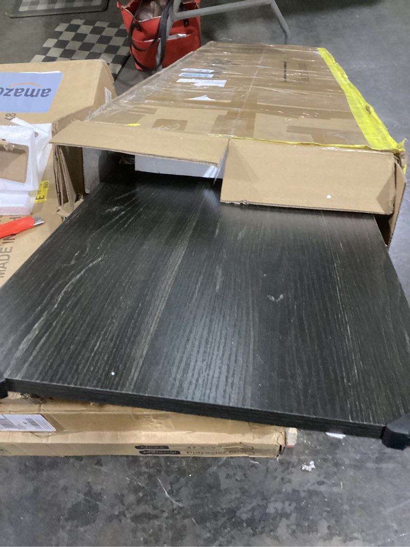 Condition photo showing Good Condition for (similar to )huuger long dresser for bedroom, 55 inch tv stand for 55, 60 inch tv, entertainment center with drawers, large storage, 9 fabric drawers dresser for closet, charcoal black wood grain print