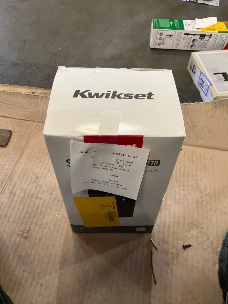 Condition photo showing As Is for kwikset 9270cnt-514s contemporary smartcode touchpad electronic deadbolt smartkey matte black finish