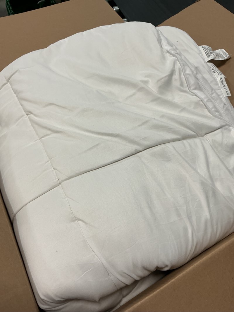 Condition photo showing As Is for sopat queen size mattress topper, extra thick pillow top, soft down alternative fill, deep pocket mattress pad, 60x80 in, white, machine washable white color queen