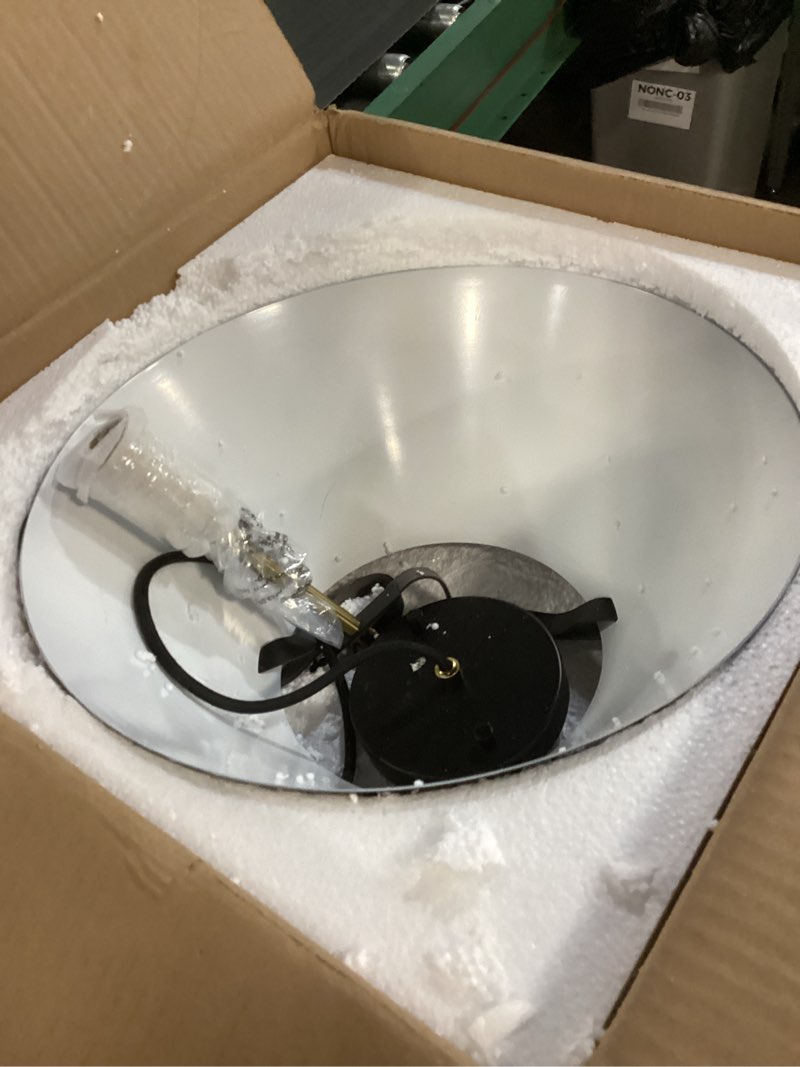 Condition photo showing Good Condition for Modern Pendant Light for Kitchen Island, 13.8" Matte Black with Leather Strap Accents, Industrial Hanging Ceiling Lamp with White Finish, Adjustable Height for Dining Room Bar Sink, E26 Base ND37007/1