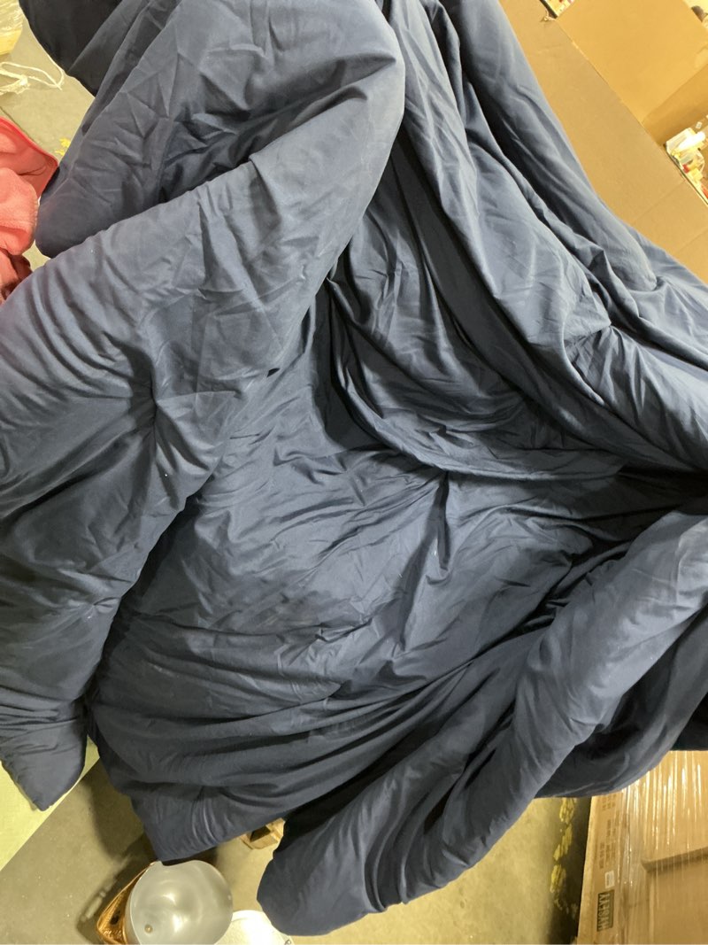 Condition photo showing As Is for (Incomplete) MUXHOMO Queen Comforter Set, All Season Ultra Soft Down Alternative Bedding - 3 Piece Lightweight Bed Set Includes 1 Comforter (90\"x90\") and 2 Pillow Shams (20\"x26\"), Navy Blue Queen(90\"x 90\") 02 - Navy Blue