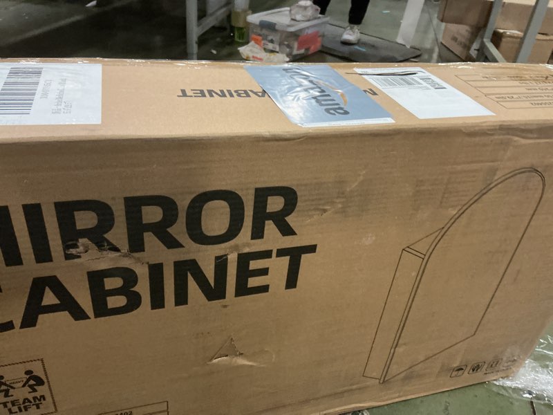 Condition photo showing New/Like New for Arched Medicine Cabinet Mirror No Assembly Needed Bathroom Mirror with Storage Recessed or Surface Mount Options (Black, 29.5" L x 15.8" W) Black 29.5"L x 15.8"W