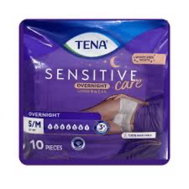 TENA Sensitive Care Overnight Incontinence Underwear for Women Small/Medium, 10 Count