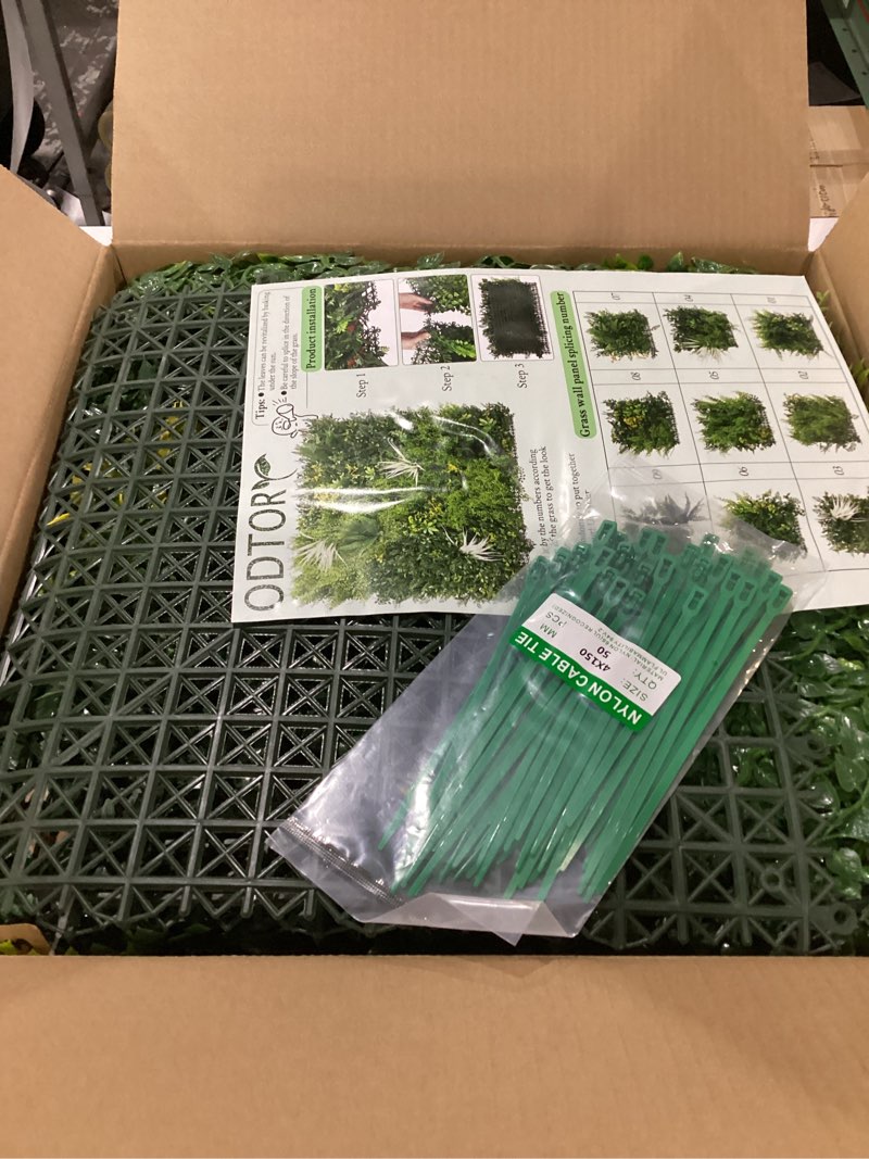 Condition photo showing New/Like New for odtory artificial grass wall boxwood panels: 40" x 40" (11.5 sqft) greenery ivy privacy fence faux backdrop with uv protection vine leaf hedge for garden covering privacy, home decor 20x20 in 4p green a
