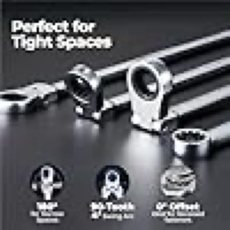 Condition photo showing As Is for toolant 12PCS Extra Long Ratcheting Wrench Set, Gift for Men, Flex Head & Fixed Offset Head Double Box End Combination Wrench Set, CR-V Steel, Metric 8-19mm, with Storage Tray