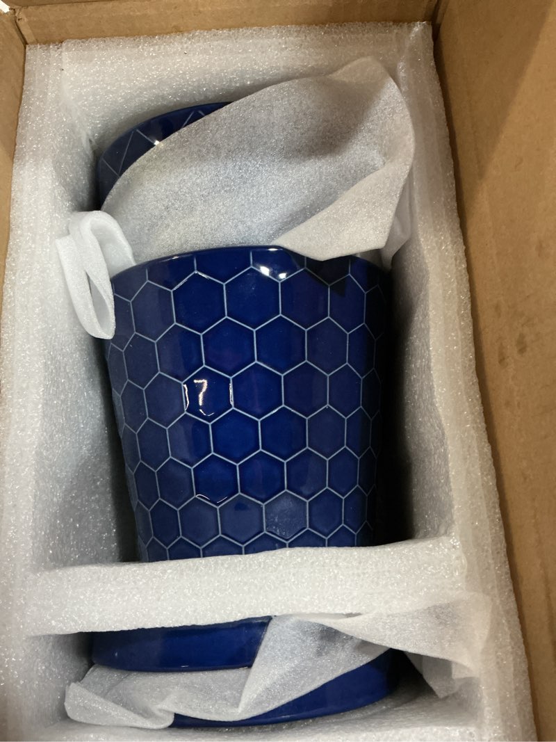 Condition photo showing New/Like New for efispss 6 inch pots for indoor plants,ceramic plant pots,planters with drainage hole and saucer, flower pots desktop office windowsill decoration gift set of 2 - sapphire blue blue 6+6 inch