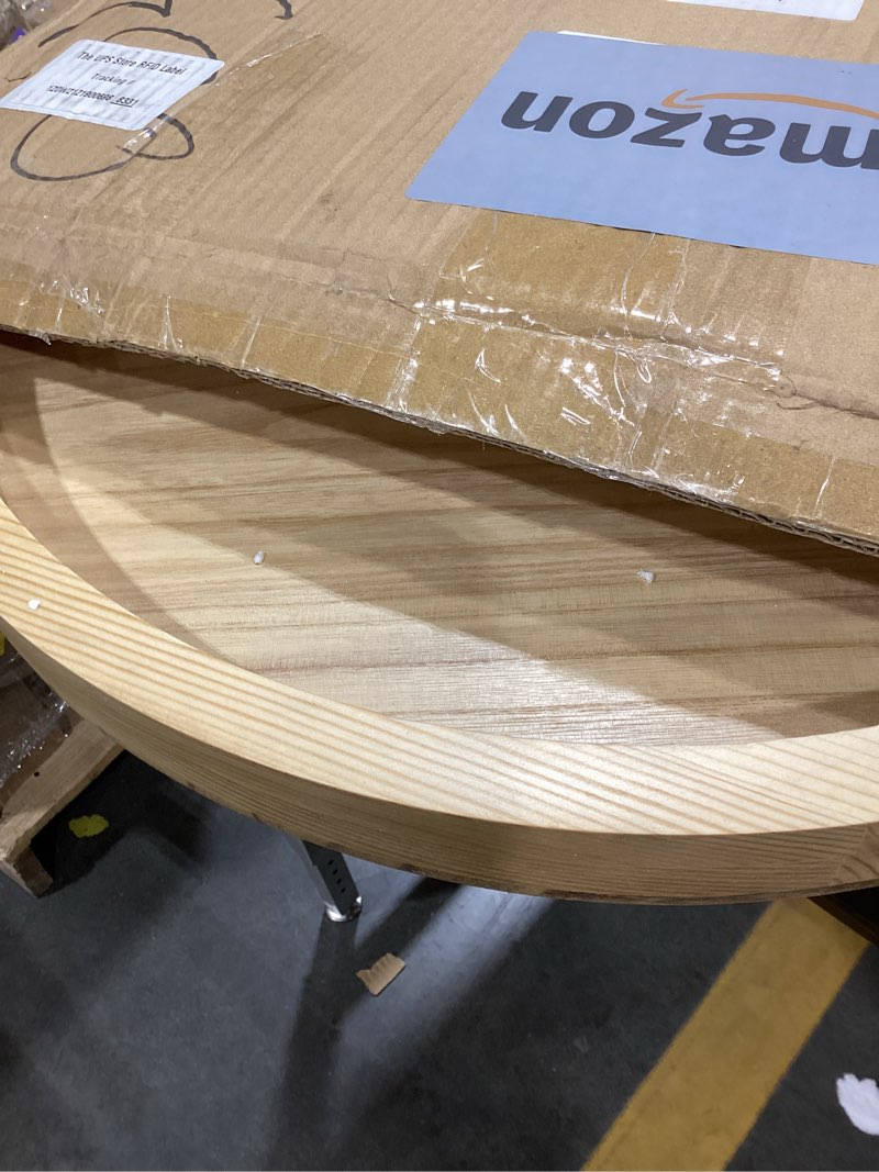Condition photo showing New/Like New for round ottoman tray for coffee table living room wood serving tray large wooden 20 inches rustic torched rustic torched 20"
