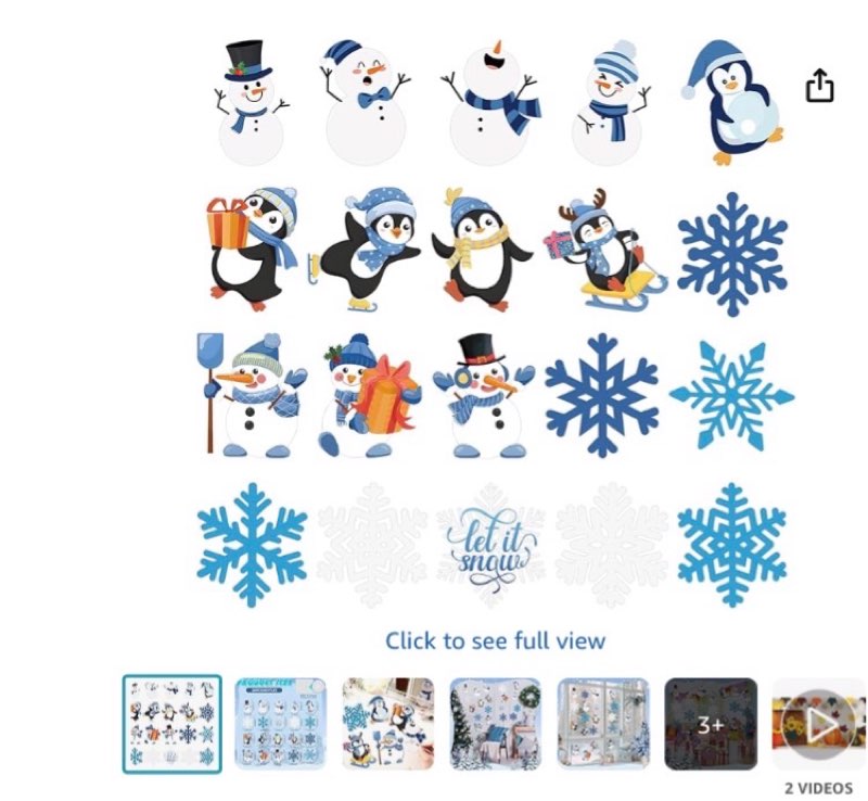 Seajan 200 Pcs Winter Paper Cutouts Bulks Winter Bulletin Border Decoration Snowflake Penguin Snowma