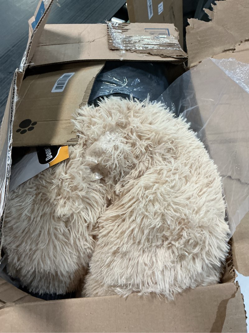 Condition photo showing Good Condition for Active Pets Calming Plush Dog Bed Donut Joint Support Anxiety Relief Washable Pet Bed with Removable Cover for Dogs Cats, Large 36", Beige Large 36" Beige