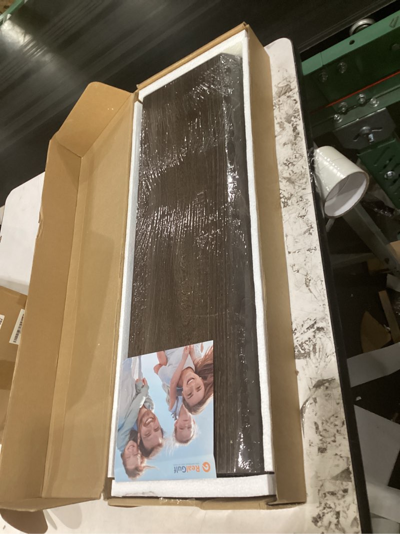 Condition photo showing New/Like New for floating shelves set of 2, solid elm wood wall shelves 24 inch - invisible bracket mount for living room, bedroom, kitchen, bathroom - brown dark brown live edge, 24"l, 2packs