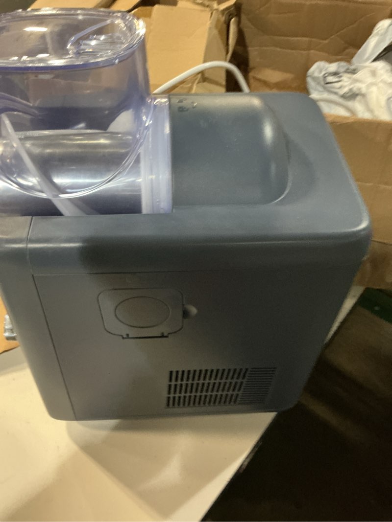 Condition photo showing As Is for greenpan frost ice cream maker & slushie machine, soft serve, sorbet, margaritas, milkshakes, frozen yogurt, no pre-freezing, ready in 15 mins, 6 modes, 7 textures, self-cleaning, family size, blue 4 pint ice cream & frozen drink maker berry blue