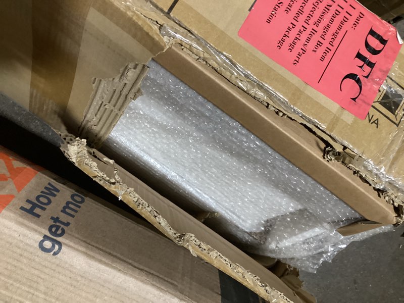 Condition photo showing Good Condition for 48x84 Inch Glass Sliding Barn Door Slab and 8ft Hardware Kit Included, 5 Frosted Glass, LVL Wood Panel Covered with Brown Water-Proof Scratch-Proof PVC Surface, Simple DIY Assembly 48"x84" Doors + 8' Track Kit Brown