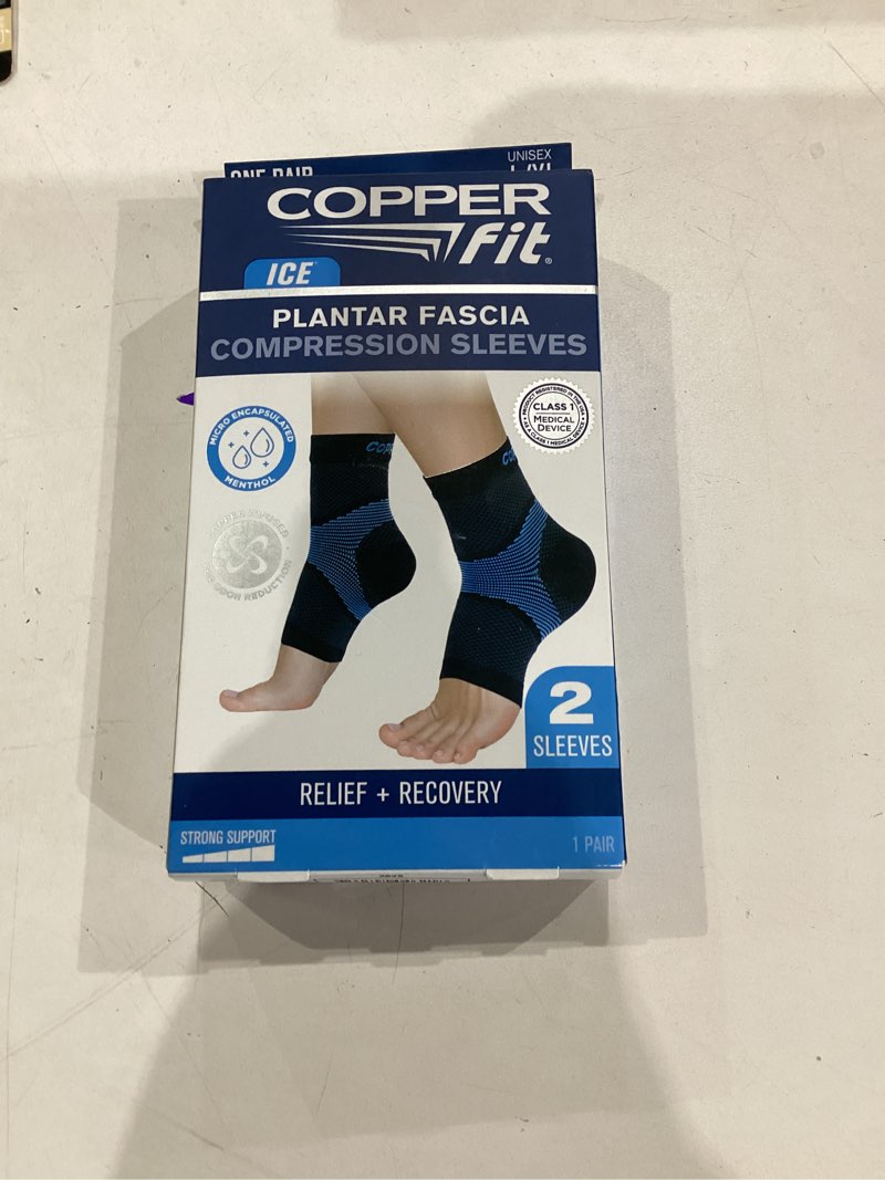 Condition photo showing Good Condition for copper fit ice plantar fascia foot compression sleeve | menthol infused|1 pair |unisex | l/xl