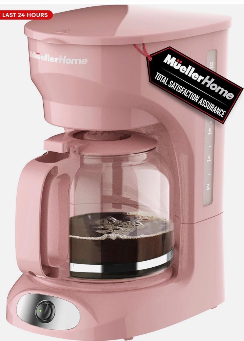 Müller House 12-cup pink coffee maker - borosilicate glass jug