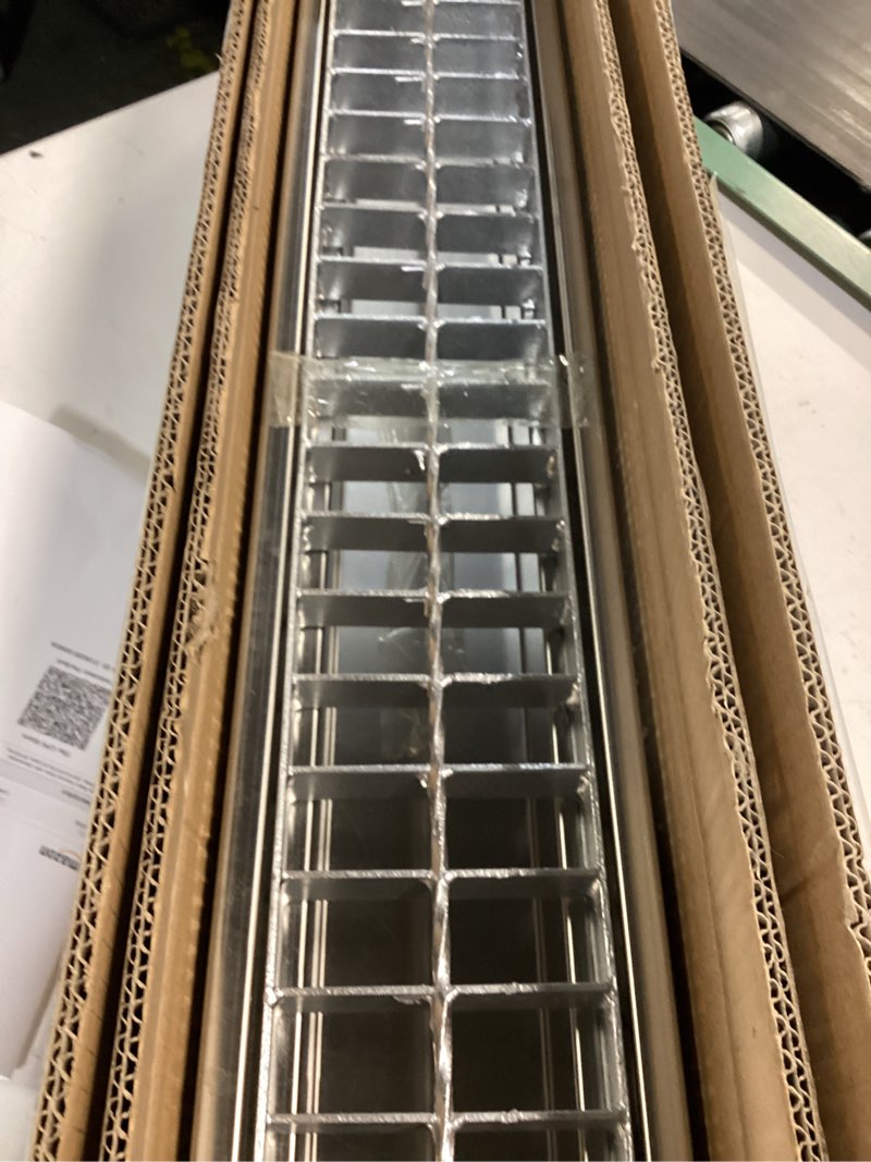 Condition photo showing Good Condition for 304 stainless steel channel drain with galvanized steel drain grate, 39.4×5.9×5.5in b-class 28100 lbs heavy-duty trench drain system for 3”pipe,channel drain kit for driveway,outdoor,yard,garage floor 5.5*5.9in-channel drain(galvanized)