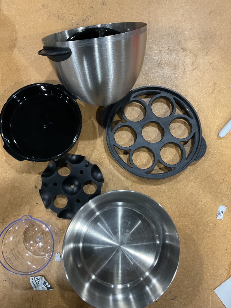 Condition photo showing As Is for cuisinart cec-10 egg central egg cooker, brushed stainless steel countertop food steamer